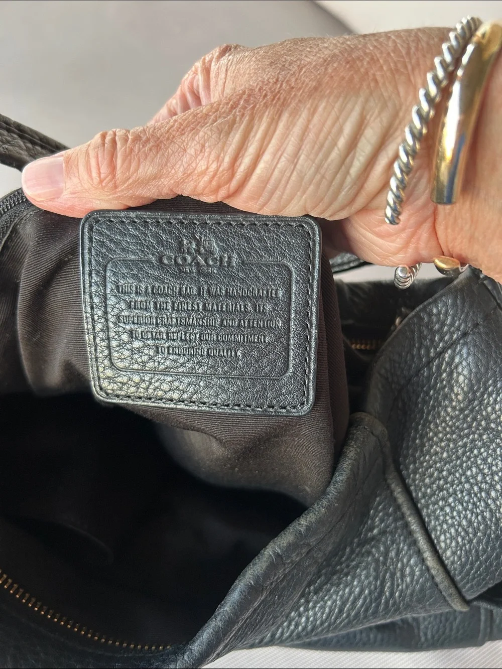Coach Black Pebbled Leather Hobo Shoulder Bag with Silver Logo - Picture 3 of 9